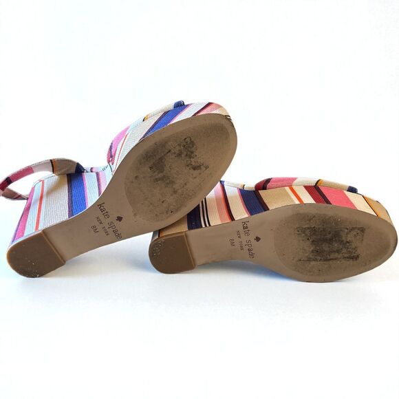 Kate Spade New York Dellie Womens Size 8M Multicolor Berber Stripe Wedge Sandal - Picture 5 of 6